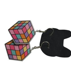 Cute Playful Colorful Cube Earrings